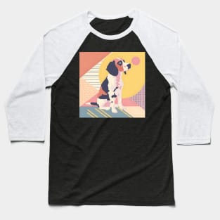 70s Brittany Vibes: Pastel Pup Parade Baseball T-Shirt